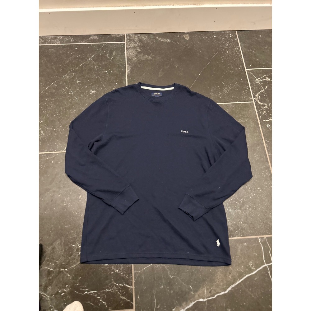 Polo Ralph Lauren Mens XL Waffle Knit Thermal Shirt Navy Blue Long Sleeve